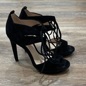 Pelle Moda Black Lace-Up Heels